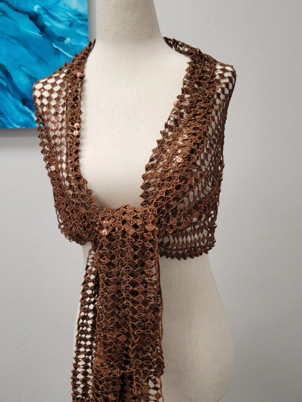 Brown shawl with sequins